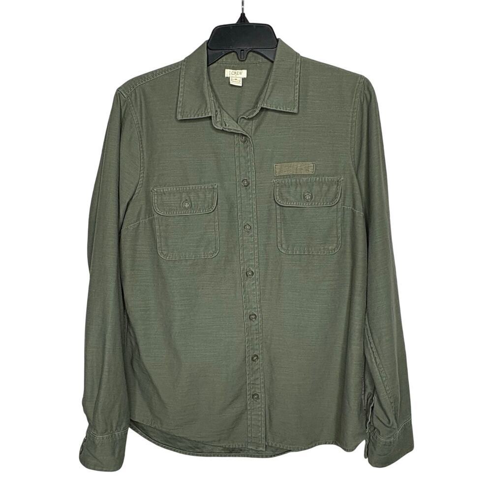 J. Crew 100% Cotton Olive Green Utility Gorp Button Up Outdoors Shirt Medium